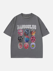 T-shirt à manches courtes imprimé graffiti personnalisé - 1474