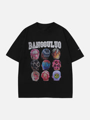 T-shirt à manches courtes imprimé graffiti personnalisé - 1474