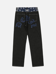 Petal Letter Baggy Jeans