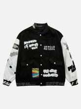 Pinkes Hip-Hop-Baseballtrikot mit besticktem Frottee-Patch – 1965