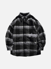 Plaid Cotton Wool Reversible Shirt Jacket