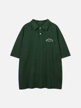 T-shirt à imprimé floqué et col polo