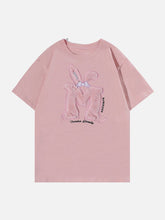 T-shirt à imprimé floqué oreilles de lapin