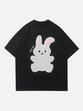 Patchwork-T-Shirt mit Kaninchen-Print