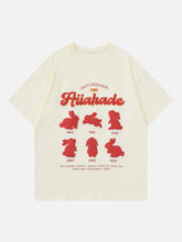Einfarbiges T-Shirt mit Kaninchen-Print