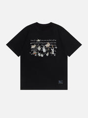 Retro Cartoon Bunny Print Tee