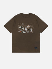 Retro Cartoon Bunny Print Tee