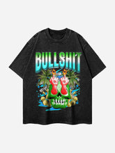 T-shirt rétro créatif avec lettres et doigts - 1647