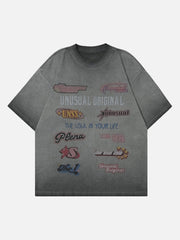 Retro High Street Letter Print Oversize Loose T-shirt