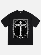 T-shirt rétro avec imprimé croix de Jésus
