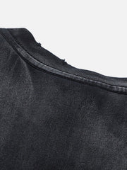 T-shirt rétro tendance avec trou délavé argenté