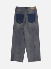 Reverse Pocket Mud Dyed Knife Cut Jeans
