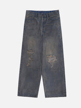 Reverse Pocket Mud Dyed Knife Cut Jeans