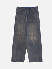 Reverse Pocket Mud Dyed Knife Cut Jeans