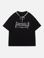 T-shirt imprimé étoile et lune avec ruban