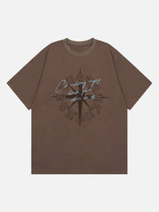 T-shirt imprimé lettre et anneau