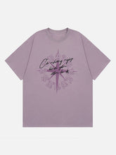 T-shirt imprimé lettre et anneau