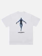 Lockeres Oversize-T-Shirt mit Sci-Fi-Metall-Silhouette