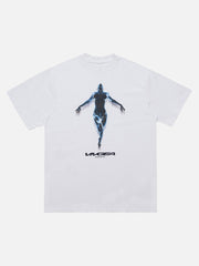 T-shirt ample oversize à silhouette métallique de science-fiction