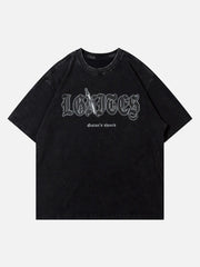 T-shirt délavé à imprimé squelette