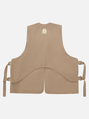 Skeleton Print Padded Cargo Vest -1201