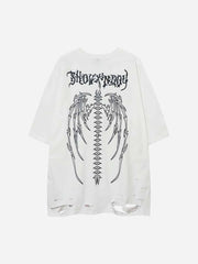 T-shirt raglan imprimé ailes de squelette