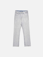 Skull Flame Monogram Embroidered Slim Fit Jeans