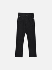 Skull Flame Monogram Embroidered Slim Fit Jeans