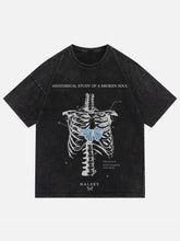 Skull Print Washed T-Shirt -1588