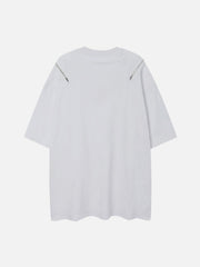 T-shirt zippé à imprimé lettres maculées