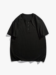 Solid Buttons Cotton Tee