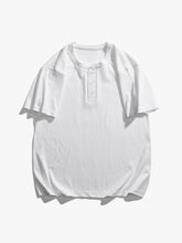 Solid Buttons Cotton Tee