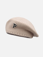 Solid Color Letter Wool Knitted Hat