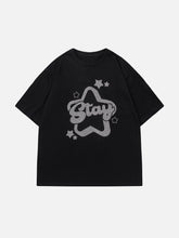 Solid Color Star Print Tee