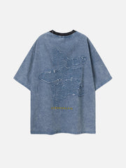 T-shirt uni à lettres brodées