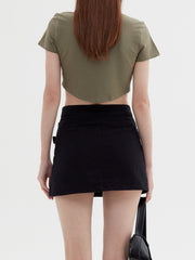 T-shirt court zippé uni