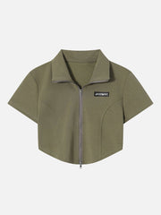 T-shirt court zippé uni