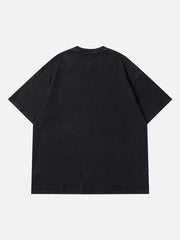 T-shirt délavé à imprimé araignée