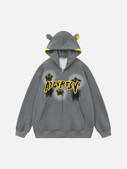 Star Embroidered Hooded Sweatshirt - 1843