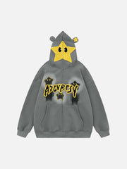 Star Embroidered Hooded Sweatshirt - 1843