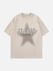 T-shirt à imprimé lettre dégradé d'étoiles
