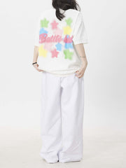 T-shirt imprimé mousse lettre étoile - 1781