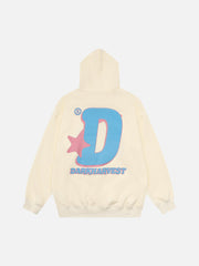 Star Letter Print Hooded Sweatshirt