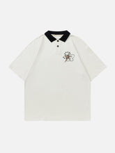 Star Letter Print Polo Collar Tee