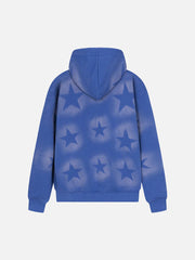 Star Letter Print Zipper Hoodie Jacket - 1540
