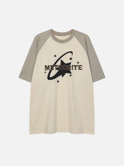 Star Print Color Blocking Tee
