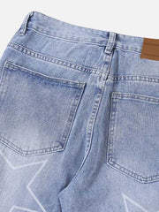 Zerrissene Jeans mit Sternenmuster - 1741