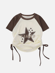 Star Printing Drawstring Tee