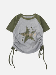 Star Printing Drawstring Tee