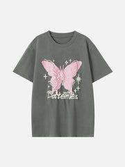 Stereoscopic Butterfly Print Tee